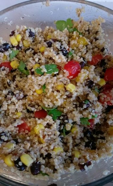 Quinoa salad with black beans, corn and tomatoes