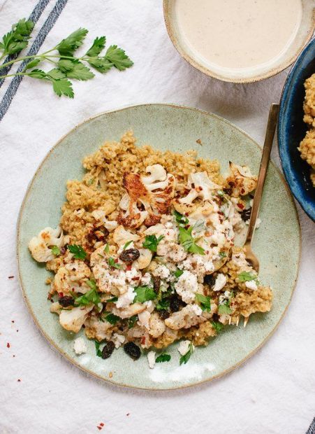 Roasted Cauliflower with Quinoa and Tahini Sauce