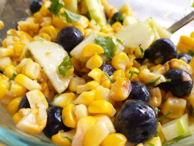 Salad: Roasted Corn, Blueberry, and Cucumber Salad
