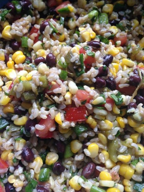 Roasted Corn Salad with Black Beans and Rice