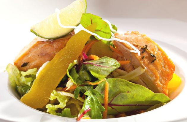 Salmon on Greens with Lime-Ginger Dressing RECIPE