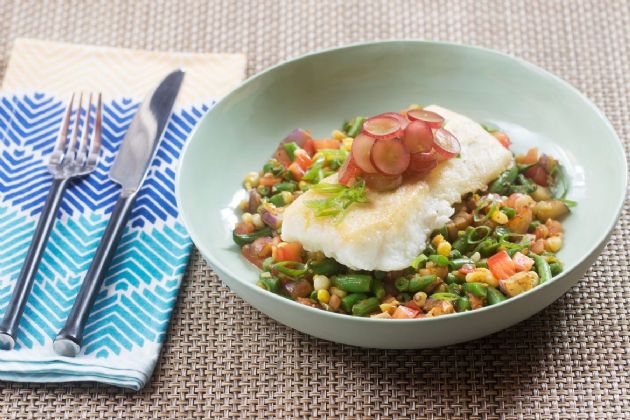 Seared Cod and Summer Succotash