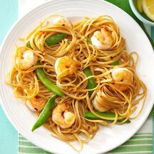 Sesame Noodles with Shrimp & Snap Peas 
