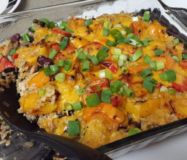 Southwestern quinoa and black bean casserole