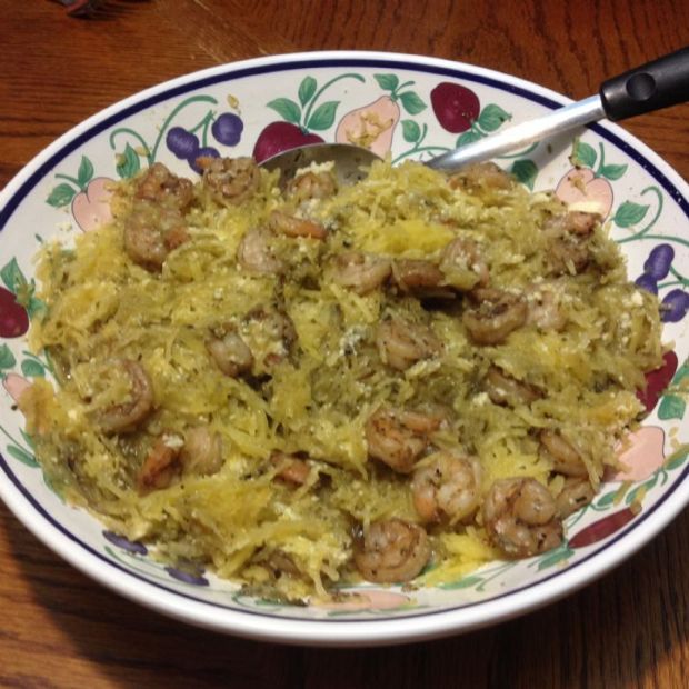 Spaghetti  Squash, Shrimp and Parmesan