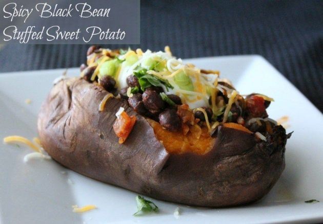 Spicy Black Bean Stuffed Sweet Potato