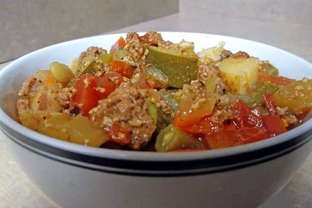 Spicy Hamburger Garden Vegetable Stew