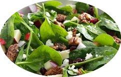 Spinach, Apple, Cranberry, Pecan Salad with Raspberry Vinaigrette Dressing