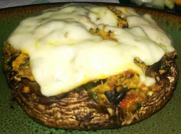 Spinach & Cheese Stuffed Portobello Mushroom Caps