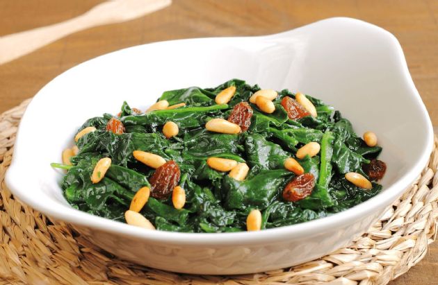 Spinach with Golden Raisins and Pine Nuts RECIPE