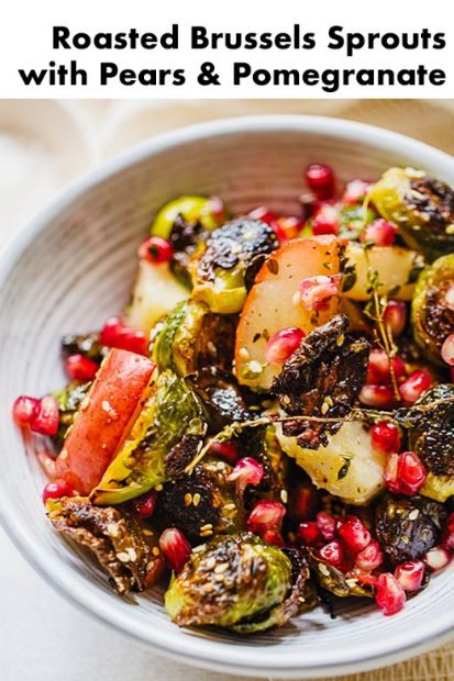 Sweet Paul Roasted Brussels Sprouts with Pears and Pomegranate