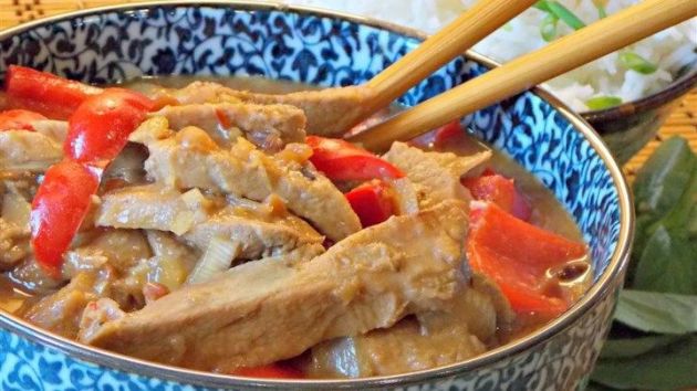 Thai Pork with Red Bell Peppers, Slow Cooker