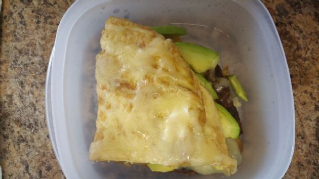 Turkey Sausage, Avocado, and Jack cheese Omlette