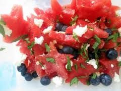 Watermelon, Blueberry, Feta Mint Salad