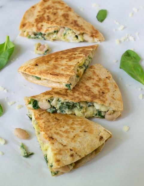 White Bean, Cheese & Spinach Quesadillas