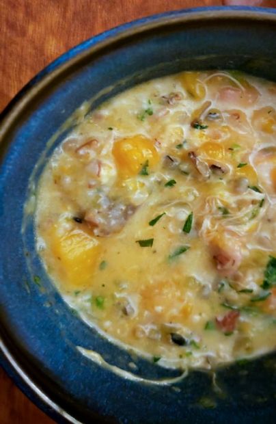 Wild Rice Mushroom Soup with Butternut Squash