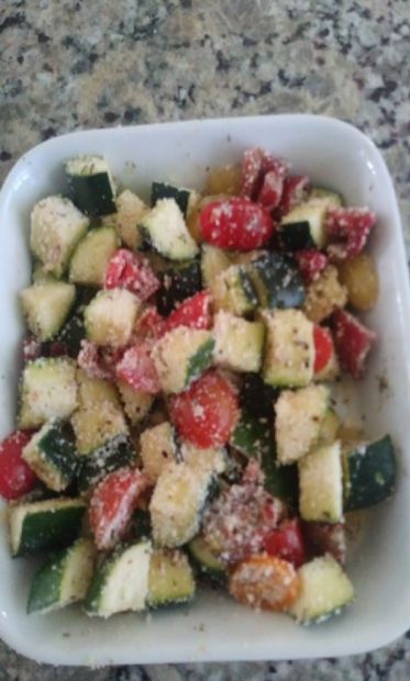 Zucchini Bake w/Tomato, Garlic and Parmesan