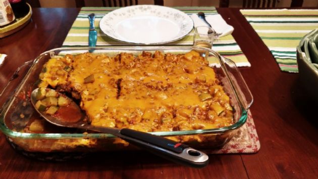 Zucchini Casserole with Ground Beef and Cheese