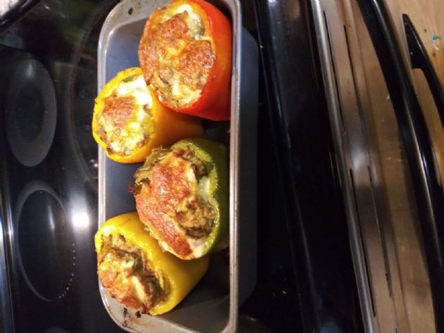 Zuccini and Turkey Stuffed Peppers