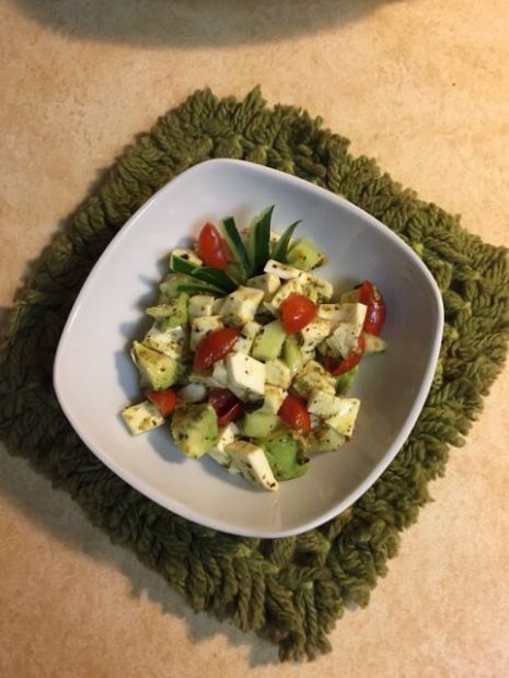 Avocado,Tomato, Cucumber  Salad with Fresh Mozzarella Cheese