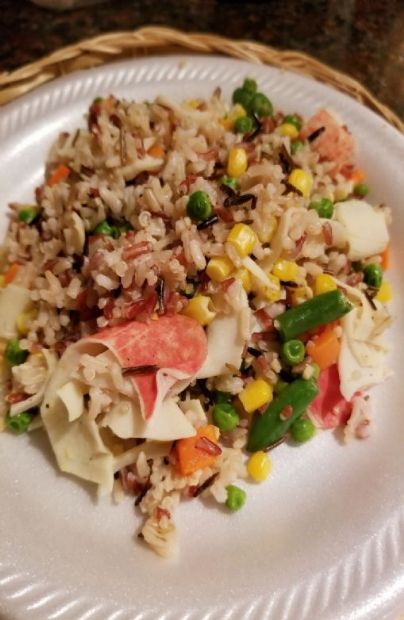 High carb low fat Crab, Grain & Veggie Medley