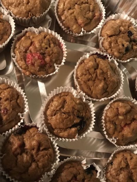 mixed berry banana bread muffins