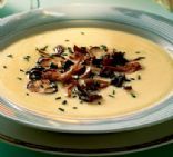 Cream of cauliflower soup with sauted wild mushrooms