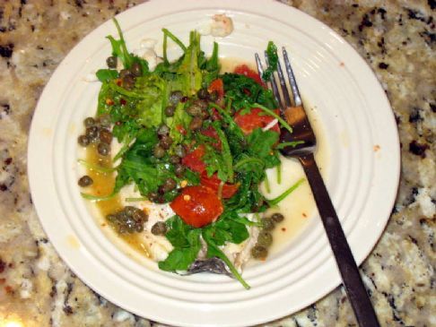 Tilapia with Arugula, Capers, and Tomatoes