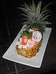 Warm Squid in Half A Pineapple