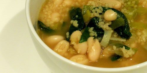 Spinach & Leek White Bean Soup w/ Couscous