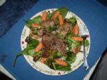 Chicken Livers & Garlic Italiano with bed of veggies & barley