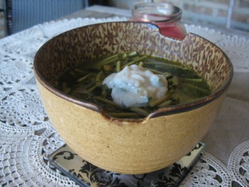 Persian Spinach & Lentil Soup with Yogurt Sauce