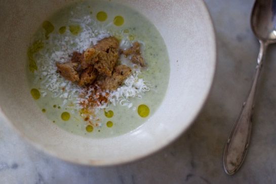 Broccoli & Cheddar Soup with Homemade Croutons