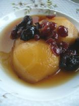 Pears Poached in Earl Grey Tea with Dried Fruit
