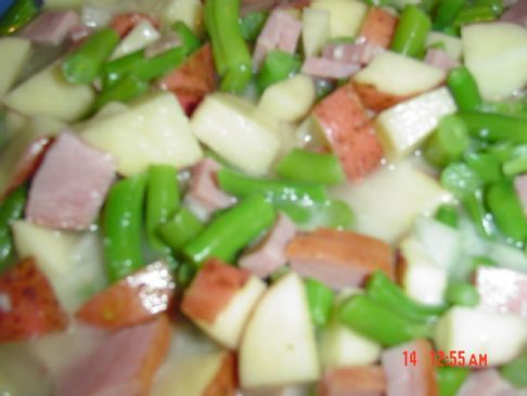 Ham, Green Bean, Potato Soup in crockpot