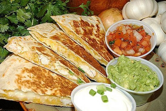 Chicken Quesadilla served with Taco Salad