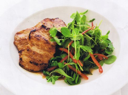 Red Curry Pork Steaks with Fresh Herb Salad