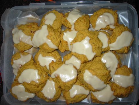 Soft Pumpkin Spice Pecan Cookies w Orange Glaze