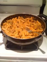 Pumpkin pasta with sausage and mushrooms