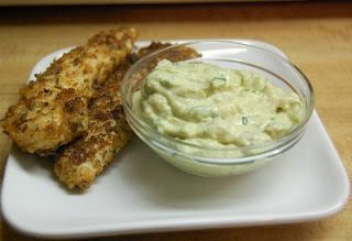 Chicken Fingers with Spicy Avocado Dipping Sauce