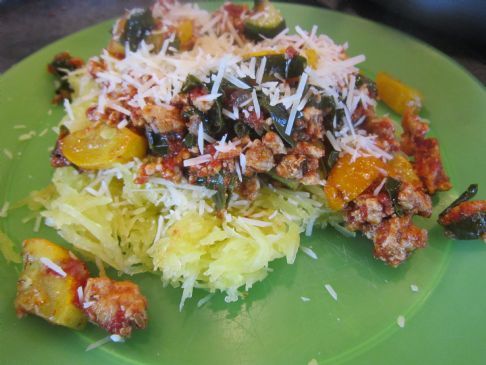 Summer Kale & veggie Italian spaghetti squash 