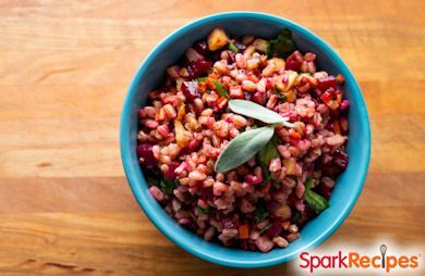 Beet and Wheat Berry Salad with Spinach and Parmesan