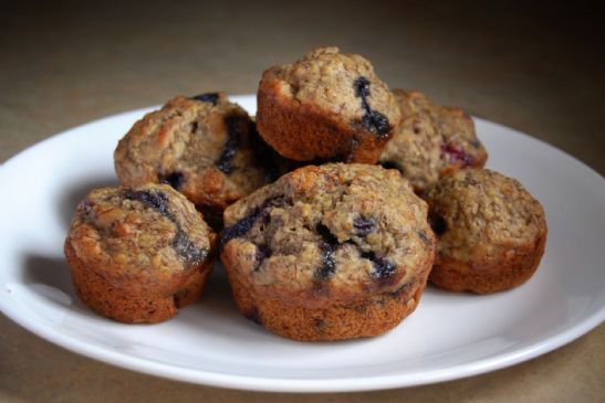 Whole Grain Banana, Blueberry & Walnut Muffins