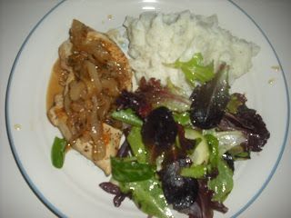 Cider Vinegar Chicken with Smashed Potatoes & Watercress and Cucumber Salad