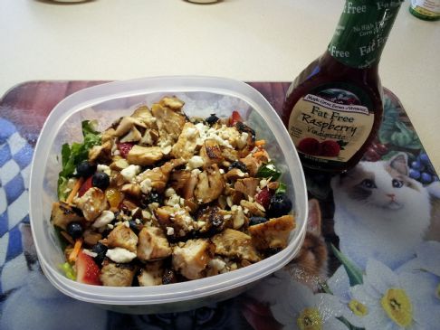 Paula's Home-made Berry Almond Chicken Salad with Raspberry Vinaigrette