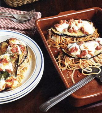 Baked Spaghetti with Eggplant & Bocconcini