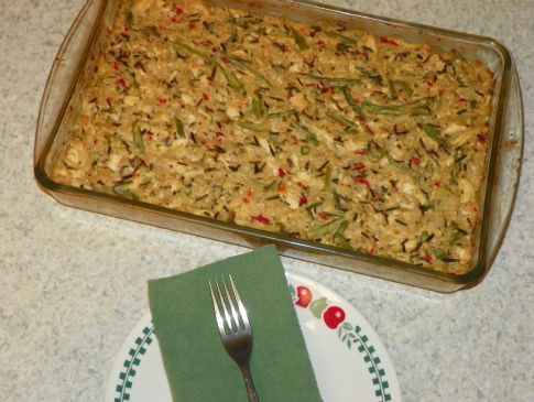 Creamy chicken, wild rice and veggie casserole