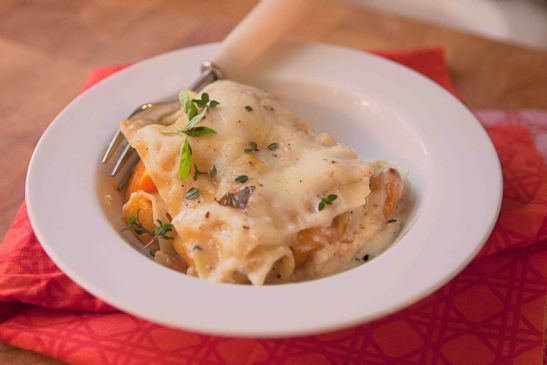 Butternut Squash Lasagna with Blue Cheese and Mozzarella