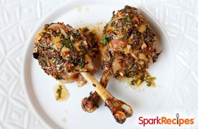 Chicken Drumstick Lollipops with Grilled Lemon Parsley Sauce