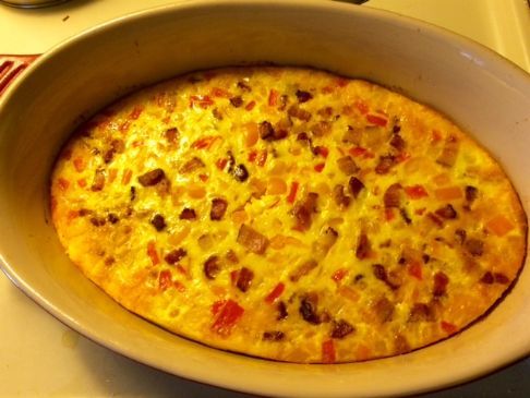 Crust-less Bell Pepper and Bacon Quiche